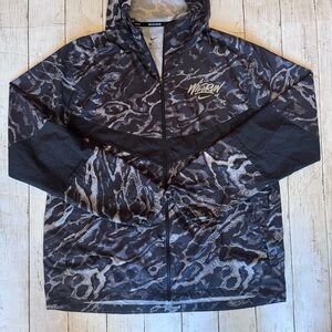 Nike Running Wild Run Hooded Jacket Gray Camo Zip Athletic Women M EUC